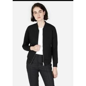 Everlane Black Scuba Neoprene Zip-Up Bomber Jacket Size Small